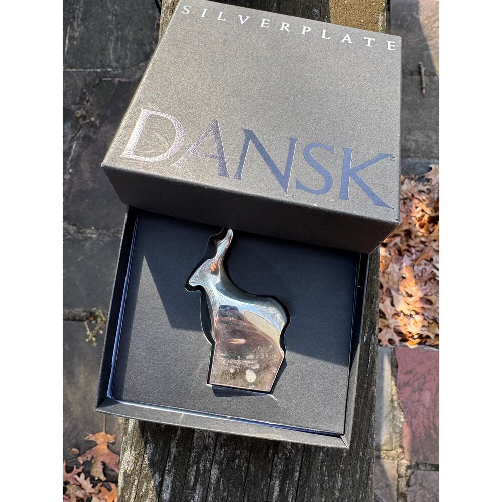 Dansk Designs Silver Reindeer Paperweight Danish Swedish Gifts Presents Retro - Picture 11 of 11